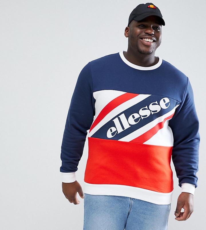 Ellesse Plus Sweatshirt With Logo Panel In Navy - Navy