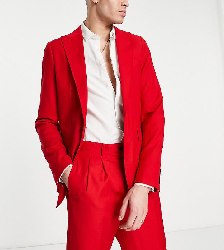 Devils Advocate Tall Loose Fit Wide Lapel Suit Jacket-red