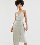 River Island Wrap Dress In Gold Metallic - Gold