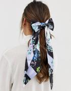 Asos Design Hair Scarf With Bow Detail In Floral Print - Multi