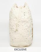 Reclaimed Vintage Barrel Bag With Paint Effect - Cream