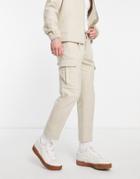 Topman Taper Warm Handle Cargo Pants In Ecru - Part Of A Set-white