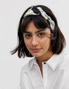 Asos Design Headband With Knot Front In Cow Print - Multi