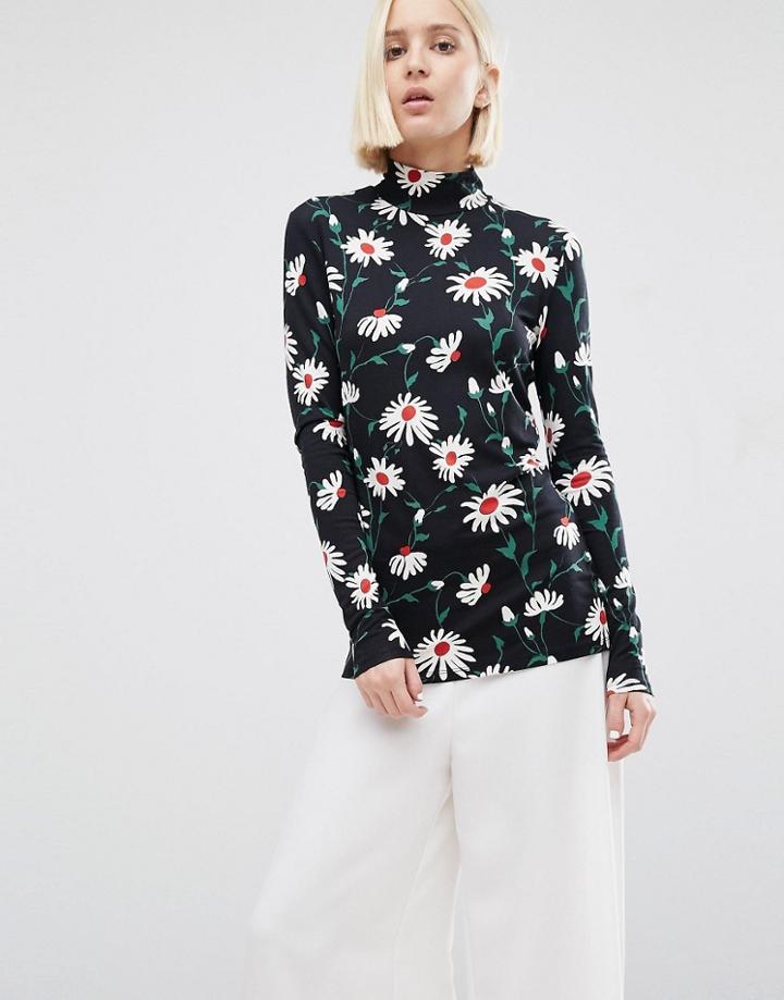 Warehouse Pop Daisy Polo Top - Multi