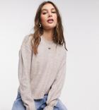 New Look Tall Fine Knit Crew Neck Sweater In Pink Marl