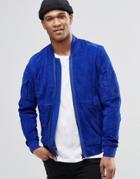 G-star Batt Suede Bomber Jacket - Bright Prince Blue