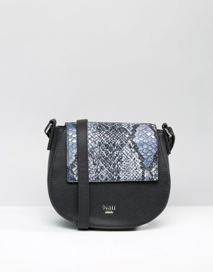 Nali Black Star Interchangeable Flap Saddle Bag - Black