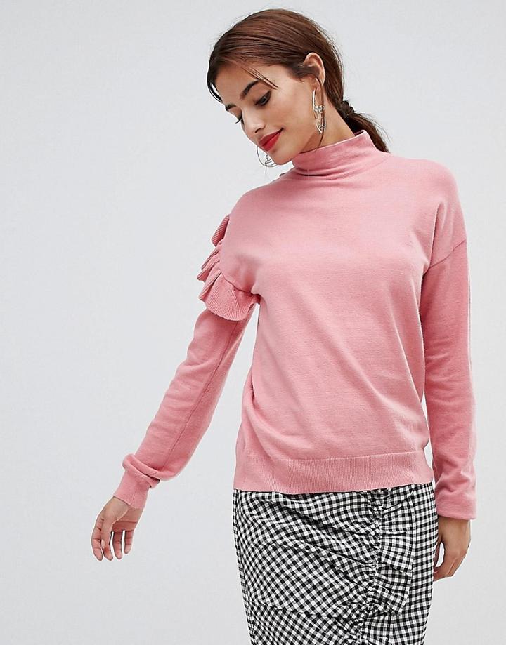 Na-kd - Turtleneck Frill Sweater - Pink