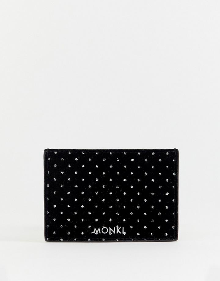 Monki Black Velvet Card Holder With Glitter Dots - Black