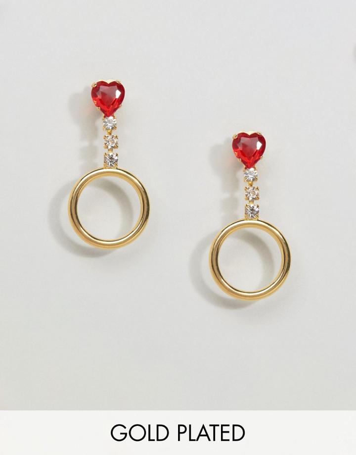 Gogo Philip Gem Drop Gold Plated Hoop Earrings - Gold