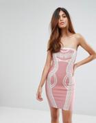 Love & Other Things Contrast Bandage Bodycon Dress - Pink