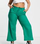 Simply Be Wide Leg Linen Pants In Bright Green