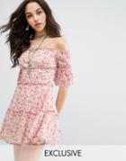 Missguided Off The Shoulder Floral Print Mini Dress - Multi