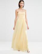 Vila Ruched Bodie Bandeau Maxi Bridemaid Dress - Yellow