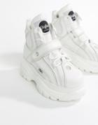 Buffalo Classic Hightop Platform Sneakers In White - White