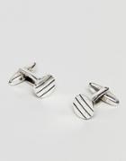 Icon Brand Antique Silver Cufflinks With Pinstripe Detail - Silver