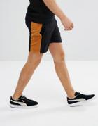 Asos Lightweight Jersey Short With Velour Cord Panels - Black