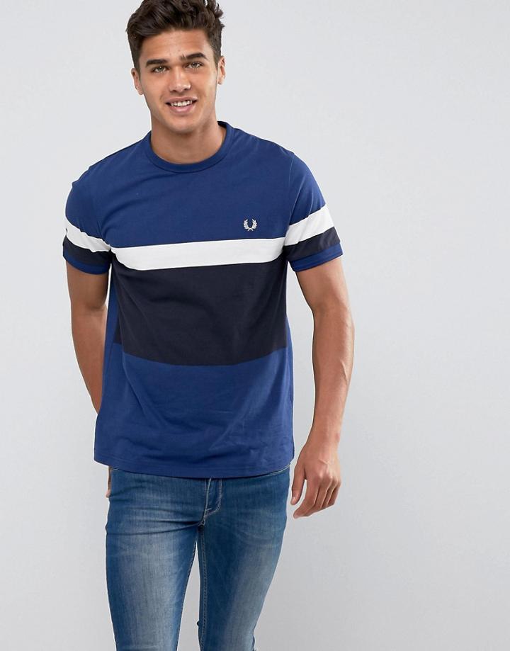 Fred Perry Slim Color Block T-shirt In Blue - Blue