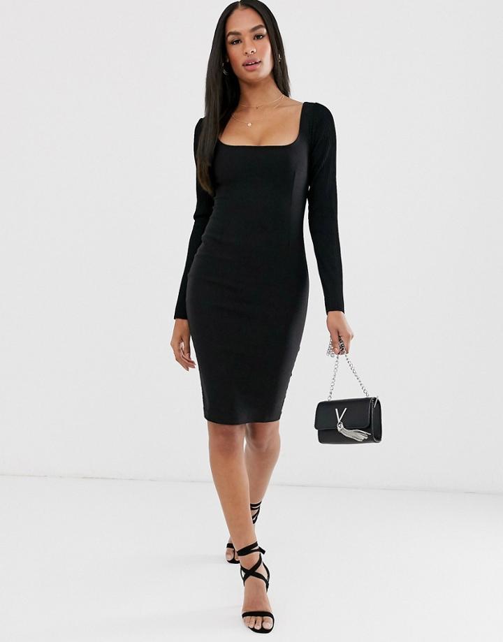 Vesper Square Neck Dress-black