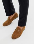 Asos Design Loafers In Tan Faux Suede With Snaffle