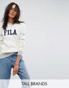 Fila Tall Ribbed Sweater With Contrast Stripe And Logo Detail - Cream