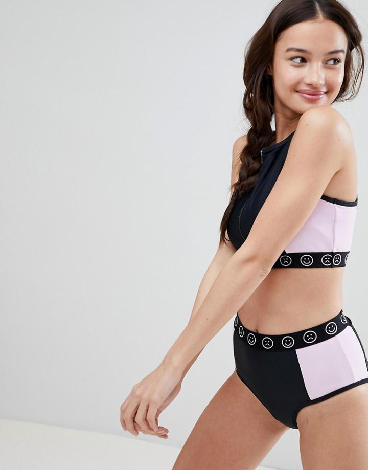 Lazy Oaf Happy Sad Bikini Bottoms-black