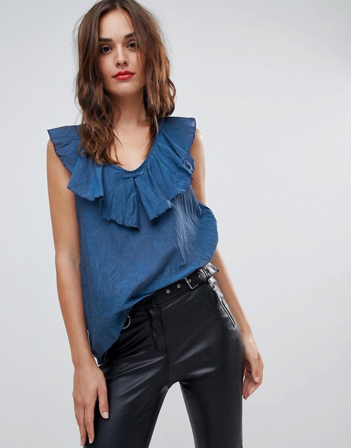 Sisley Frill Shell Top - Blue
