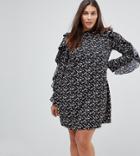 Rage Plus Floral Shift Dress With Ruched Sleeve - Multi