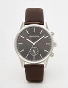 Unknown Engineered Leather Watch In Brown - Brown