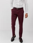 Asos Design Slim Suit Pants In Light Burgundy - Red