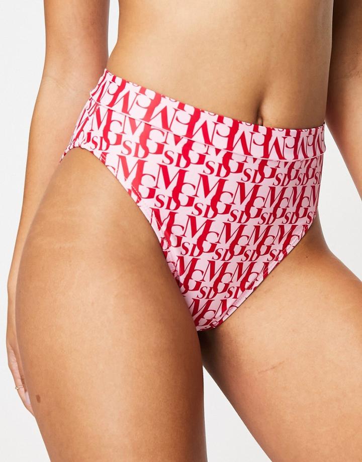 Missguided High Leg Bikini Bottoms In Pink