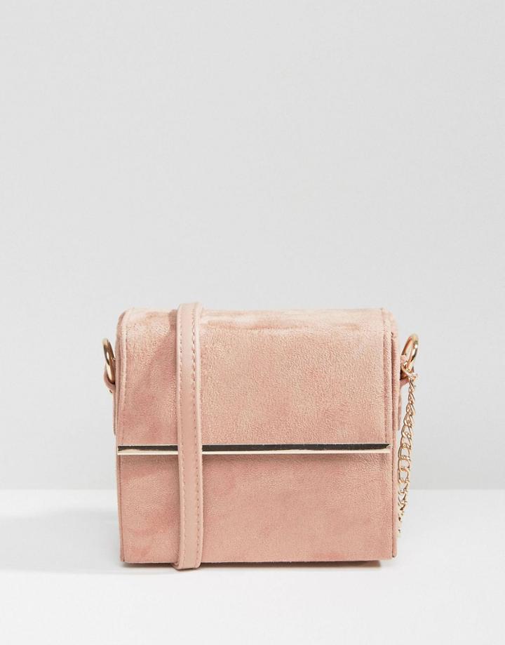 New Look Metal Bar Chain Crossbody Bag - Pink