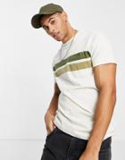 Pretty Green Rourke Pocket T-shirt In Stone-navy