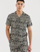 New Look Two-piece Revere Shirt In Leopard Print - Brown