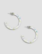 Monki Printed Hoop Earrings - White