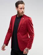 Asos Skinny Blazer In Cotton - Red
