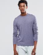 Asos Crew Neck Sweater In Blue Cotton - Blue