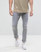 Only & Sons Slim Fit Jeans In Washed Gray Denim - Gray