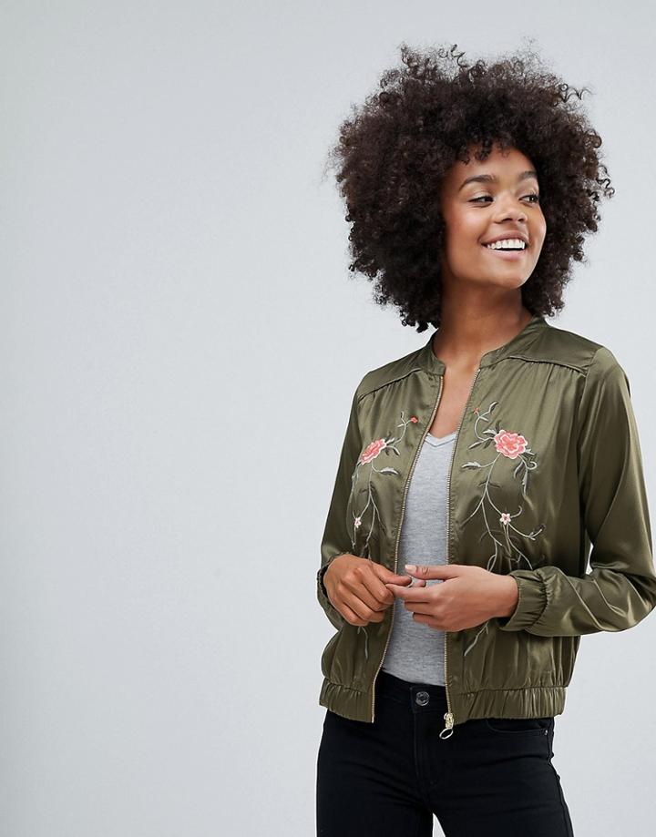 Vila Embroidered Bomber Jacket - Green
