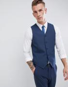 Asos Design Skinny Suit Vest In Mid Blue - Blue