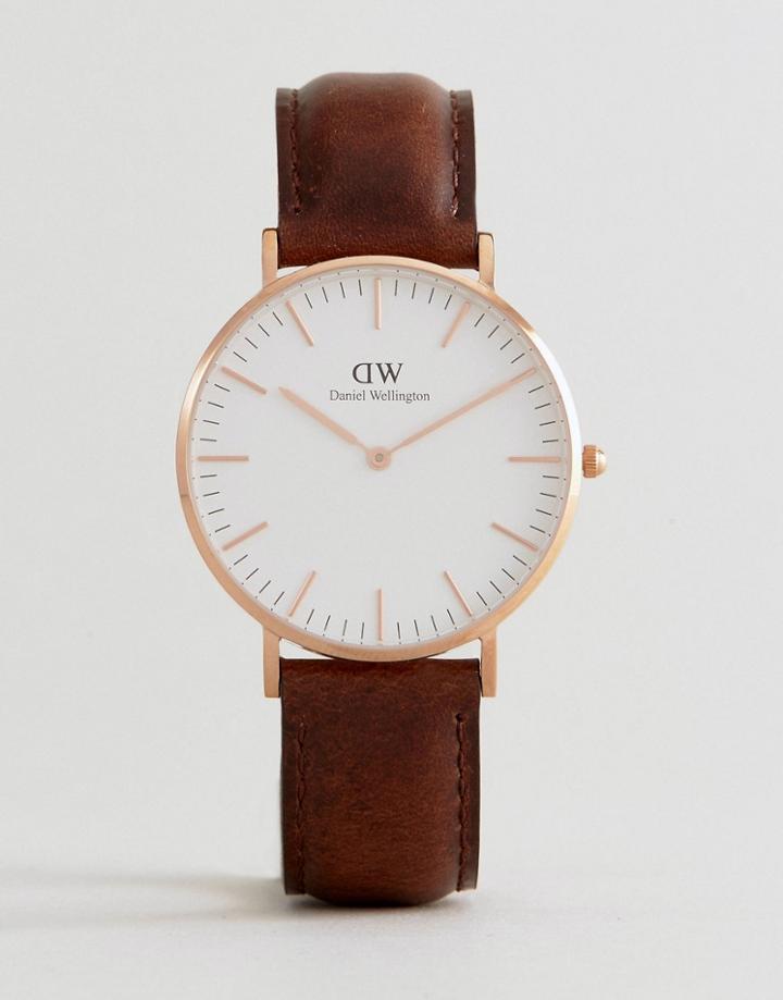 Daniel Wellington Dw00100039 Classic Bristol Leather Watch In Brown 36mm - Brown