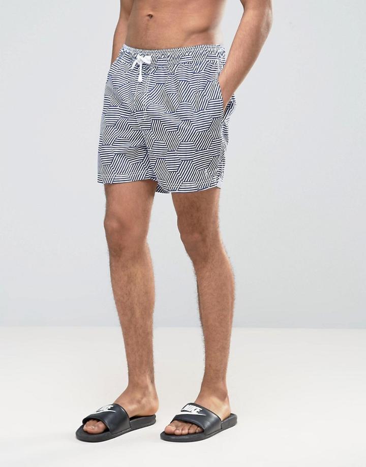 Ringspun Swim Shorts In Geo Print - Navy