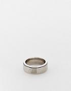 Asos Design Stainless Steel Movement Band Ring With Horizontal Emboss In Silver Tone