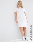 Asos Curve T-shirt Dress With High Neck - White