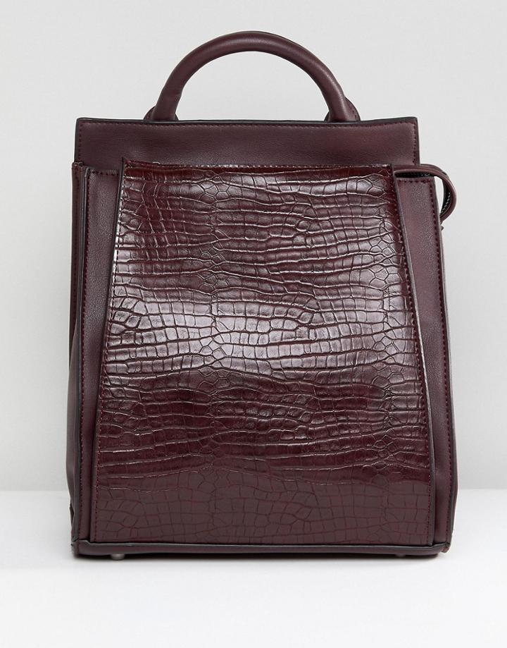 Liquorish Croc Effect Backpack - Red