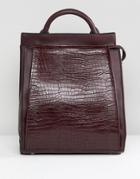 Liquorish Croc Effect Backpack - Red