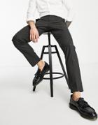 New Look Slim Smart Pants In Dark Gray