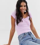 New Look Short Sleeve Crop Fril Hem Tee - Yellow