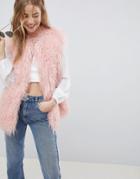Asos Mongolian Faux Fur Vest - Pink