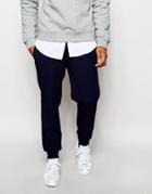 Asos Slim Cropped Smart Joggers In Textured Jersey - Navy